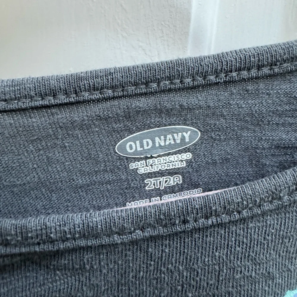 Old Navy 2T Gray & Multicolored Hello Girls Long Sleeve Blouse Top